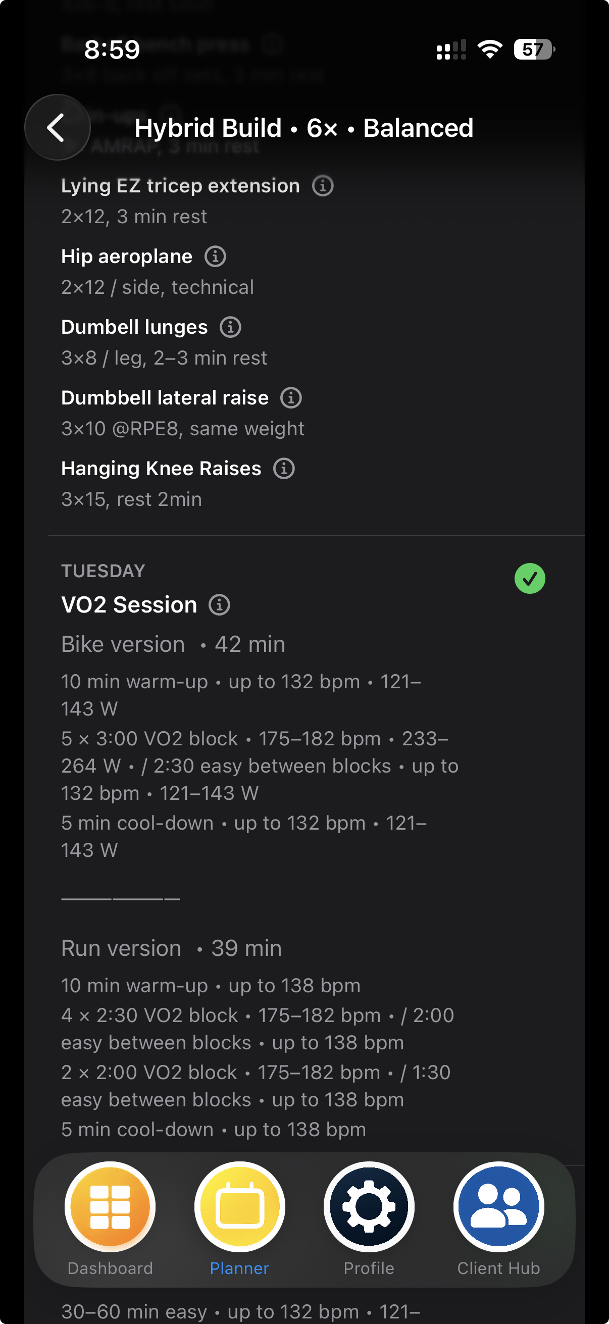 MEtrcs Workout Detail